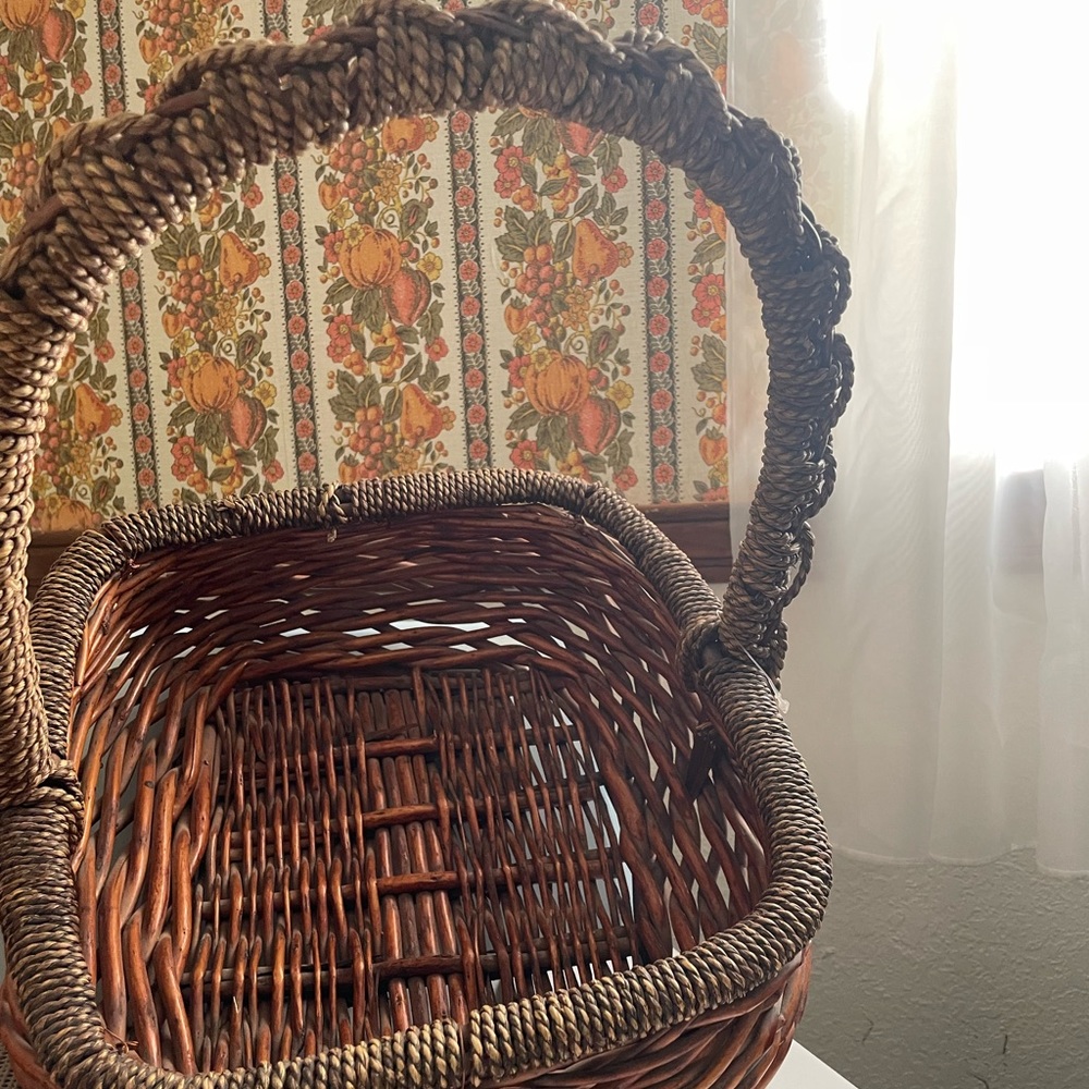 Large square straw basket